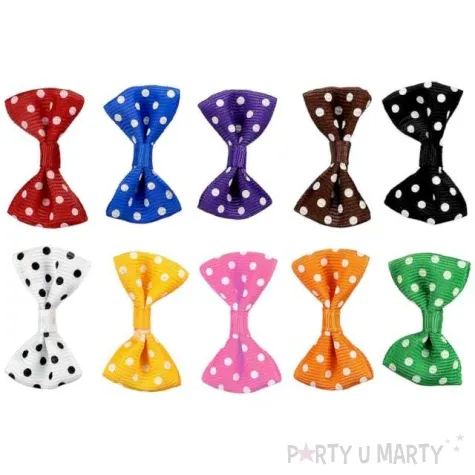 dekoracja kokardki w grochy mix titanum 10 szt