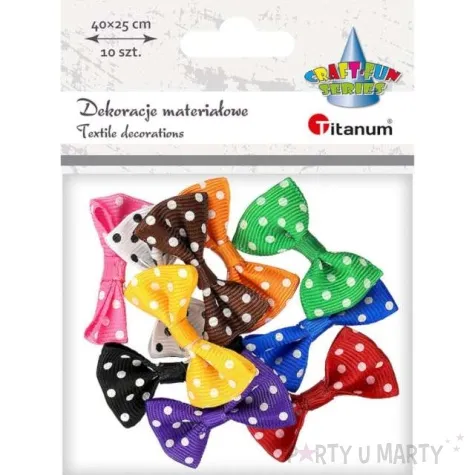 dekoracja kokardki w grochy mix titanum 10 szt