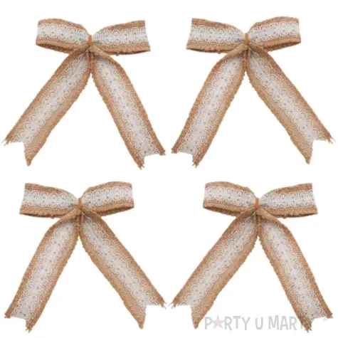 dekoracja kokardy jutowe chaks 12 cm 4 szt