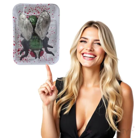 dekoracja kolorowa mucha guirca 14 cm