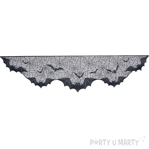 dekoracja koronkowa nietoperze i pajeczyny czarny guirca 200 x 50 cm