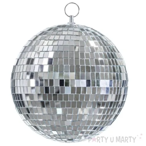 dekoracja kula dyskotekowa disco srebrny partydeco 40 cm