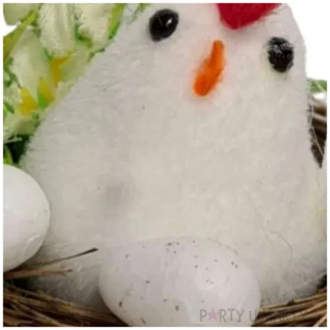 dekoracja kura w gniazdku biala 5 5 cm aliga