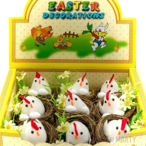 dekoracja kura w gniazdku biala 5 5 cm aliga