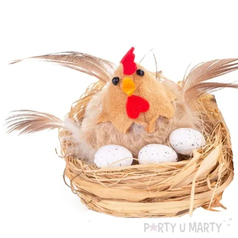 dekoracja kura w gniezdzie aliga 7 cm