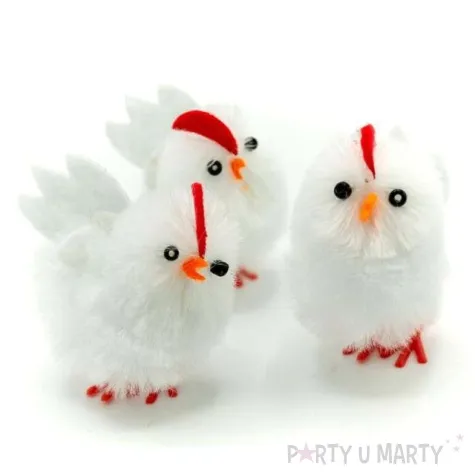 dekoracja kurczaki biale 4 cm aliga 3 szt