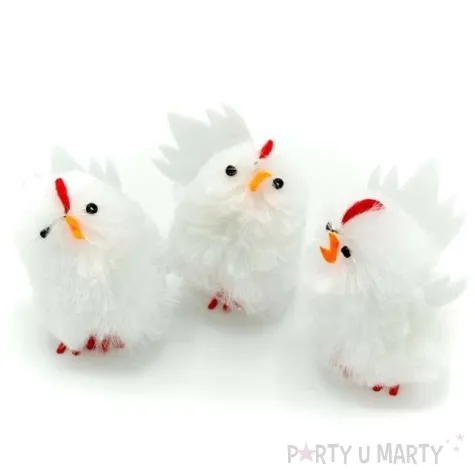 dekoracja kurczaki biale 5 cm aliga 3 szt