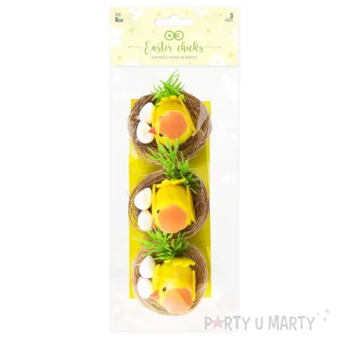 dekoracja kurczaki w gniazdkach partypal 6 cm 3 szt