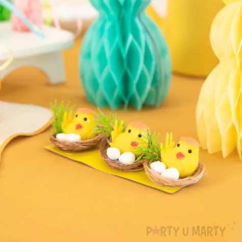 dekoracja kurczaki w gniazdkach partypal 6 cm 3 szt
