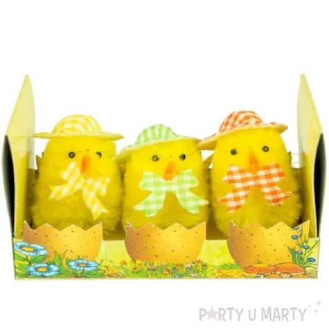 dekoracja kurczaki w kapeluszach aliga 3 szt 6 cm