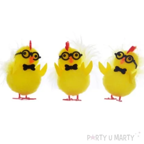 dekoracja kurczaki w okularach 5 cm arpex 3 szt