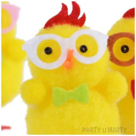 dekoracja kurczaki w okularach zolty arpex 5 cm 3 szt