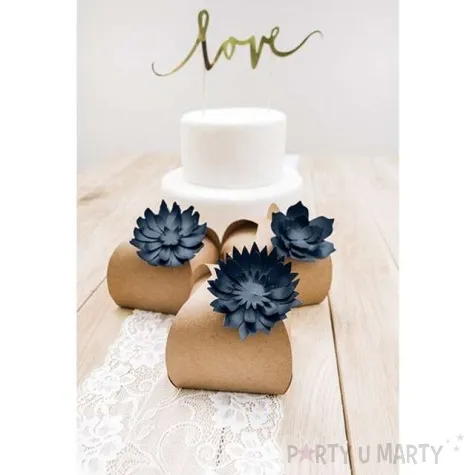 dekoracja kwiat 3d papierowa granatowy ciemny mix partydeco 3 szt
