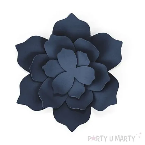 dekoracja kwiat 3d papierowa granatowy ciemny partydeco 3 szt