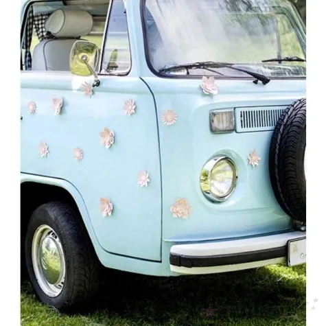 dekoracja kwiat 3d papierowa rozowy pudrowy mix partydeco 3 szt