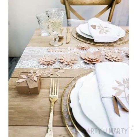 dekoracja kwiat 3d papierowa rozowy pudrowy partydeco 3 szt