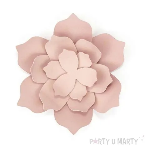 dekoracja kwiat 3d papierowa rozowy pudrowy partydeco 3 szt