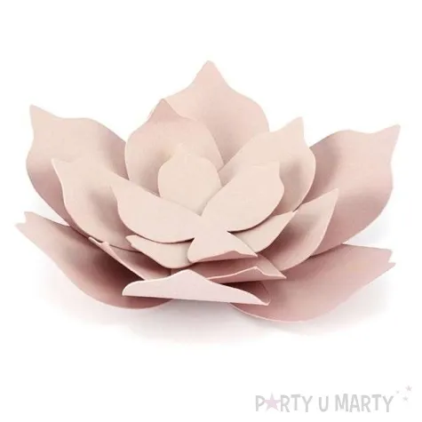 dekoracja kwiat 3d papierowa rozowy pudrowy partydeco 3 szt