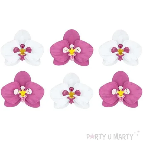 dekoracja kwiat orchidea aloha papierowa mix partydeco 6 szt