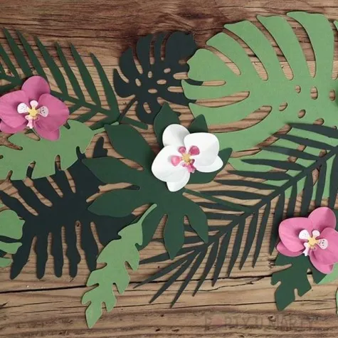 dekoracja kwiat orchidea aloha papierowa mix partydeco 6 szt
