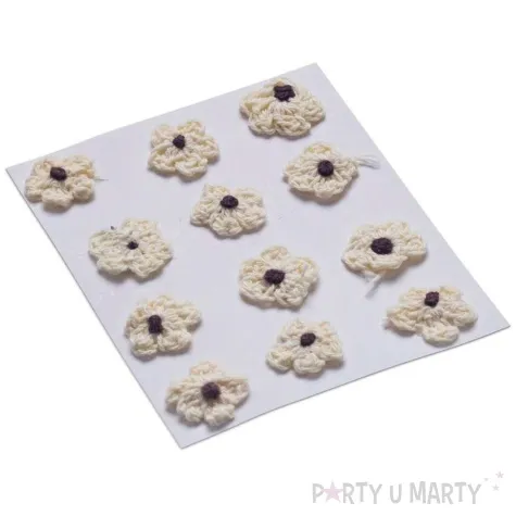 dekoracja kwiatki bezowy tkanina brewis 12 szt