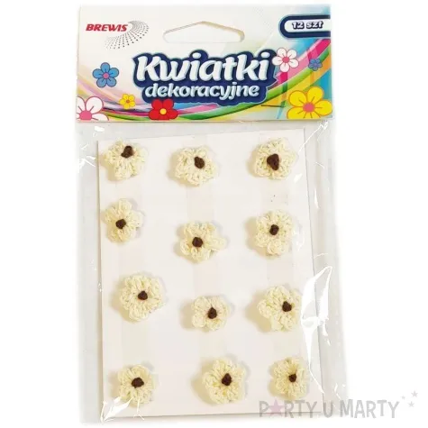 dekoracja kwiatki bezowy tkanina brewis 12 szt