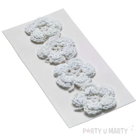 dekoracja kwiatki bialy tkanina brewis 4 szt