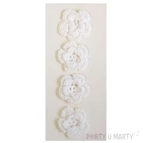 dekoracja kwiatki bialy tkanina brewis 4 szt