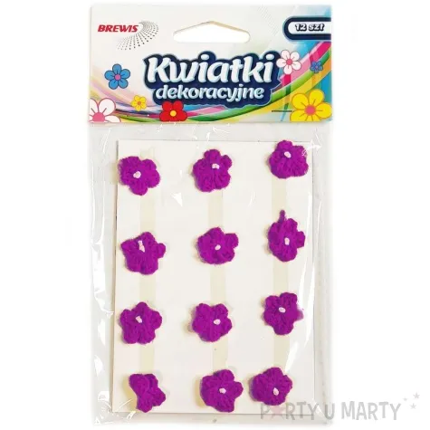 dekoracja kwiatki fioletowy tkanina brewis 12 szt
