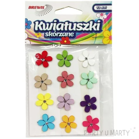 dekoracja kwiatki mix skorzane brewis 12 szt