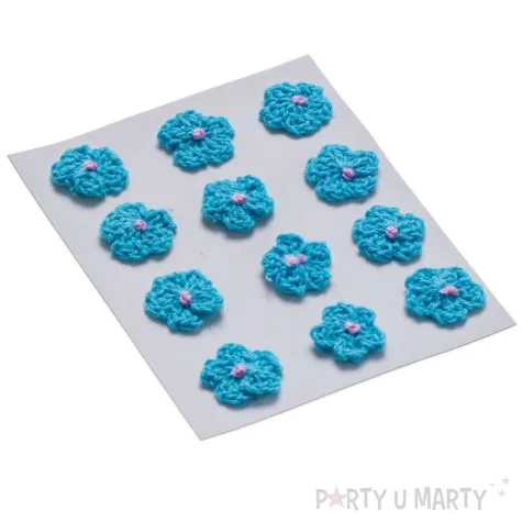 dekoracja kwiatki niebieski tkanina brewis 12 szt