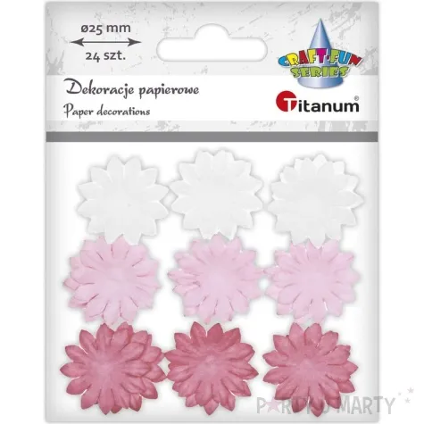 dekoracja kwiatki rozowe titanum 25 mm 24 szt