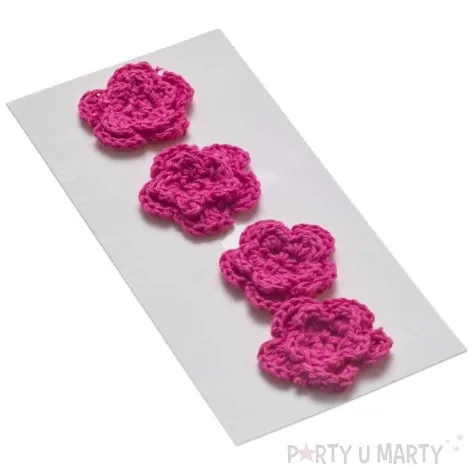 dekoracja kwiatki rozowy ciemny tkanina brewis 4 szt