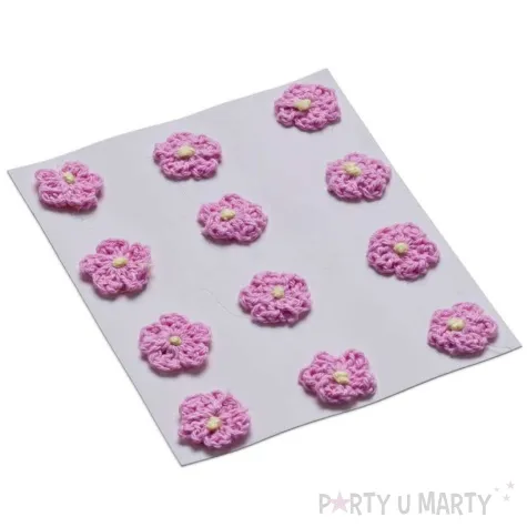 dekoracja kwiatki rozowy tkanina brewis 12 szt