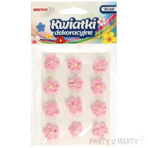 dekoracja kwiatki rozowy tkanina brewis 12 szt