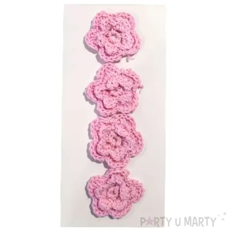 dekoracja kwiatki rozowy tkanina brewis 4 szt