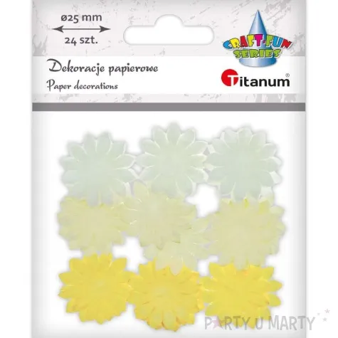 dekoracja kwiatki zolty jasny titanum 25 mm 24 szt