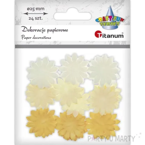 dekoracja kwiatki zolty titanum 25 mm 24 szt