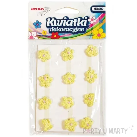 dekoracja kwiatki zolty tkanina brewis 12 szt
