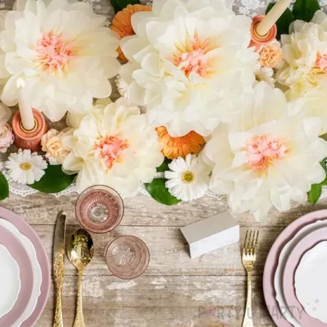 dekoracja kwiaty kremowy partydeco 5 szt