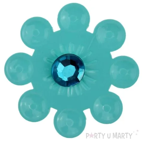 dekoracja kwiaty z cyrkoniami turkusowy 33 mm 20 szt