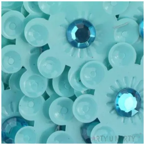 dekoracja kwiaty z cyrkoniami turkusowy 33 mm 20 szt