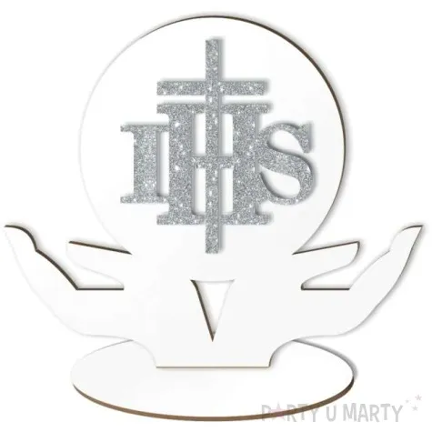 dekoracja laminowana dlonie ihs srebrny brokat 25x21 cm