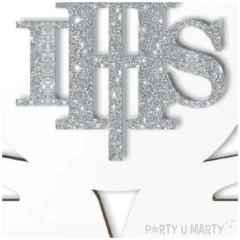 dekoracja laminowana dlonie ihs srebrny brokat 25x21 cm