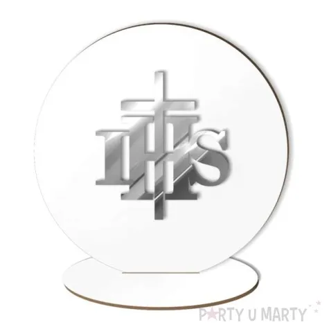 dekoracja laminowana hostia ihs srebrny lustrzany 22 x 21 cm