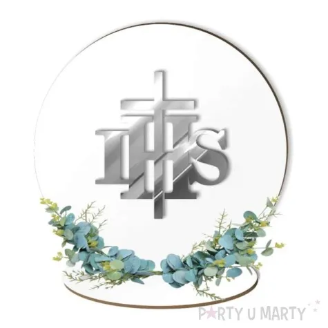 dekoracja laminowana hostia ihs srebrny lustrzany 22 x 21 cm