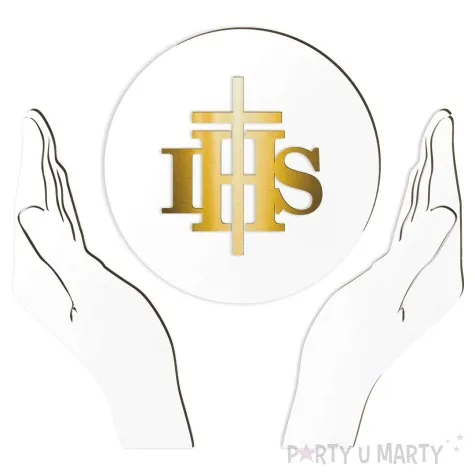 dekoracja laminowona hostia ihs zlota i dlonie 58x38 cm