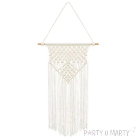 dekoracja makrama ala lapacz snow bialy partydeco 30x49 cm partyumarty