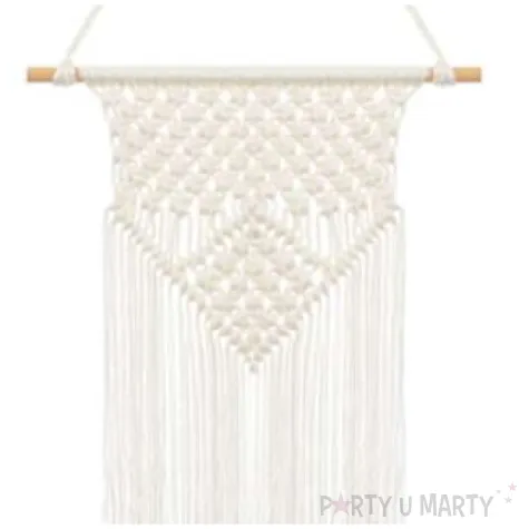 dekoracja makrama ala lapacz snow bialy partydeco 30x49 cm partyumarty