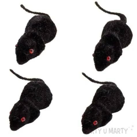 dekoracja mala mysz czarna folat 4 szt